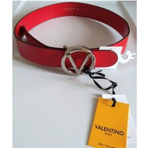 Valentino by Mario Valentino Guisy Logo Leather Belt